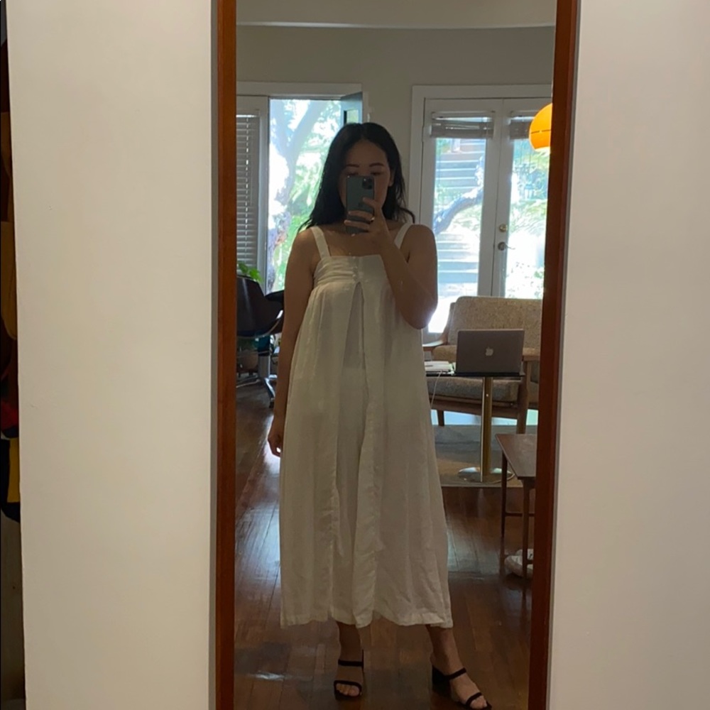 Black crane wise leg linen jumpsuit comfy